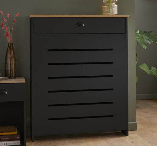 Black radiator cover small - black,