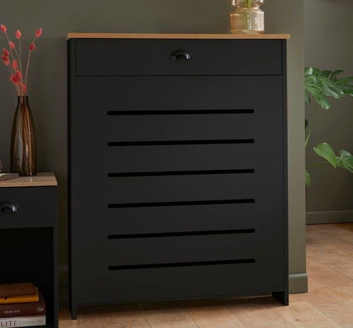 Black radiator cover cabinet - cover,